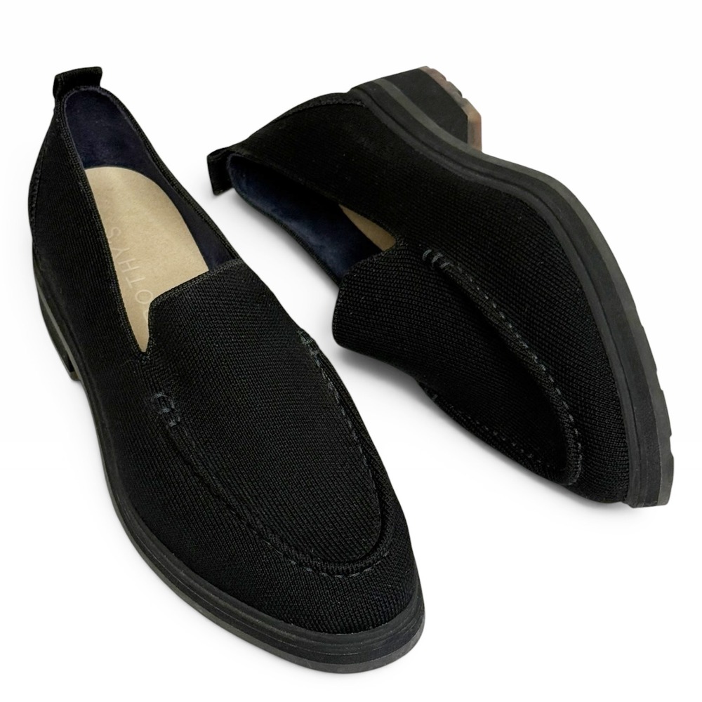 ROTHY'S The Lug Loafer Chunky Slip On Work Shoes Black Knit Women's Size 9.5